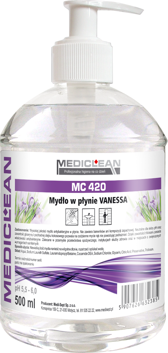 Mediclean MC420 antybakteryjne mydło w płynie Vanessa z pompką 500ml