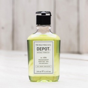 DEPOT NO.406 TRANSPARENT SHAVING GEL brushless transparentny żel do golenia, bez użycia pędzla 100ml