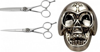 Fox Barber Skull zestaw nożyczki + degażówki + etui